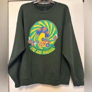 Life Clothing Co Green Sweatshirt You Are Magical Mushroom Colorful Graphic - XL